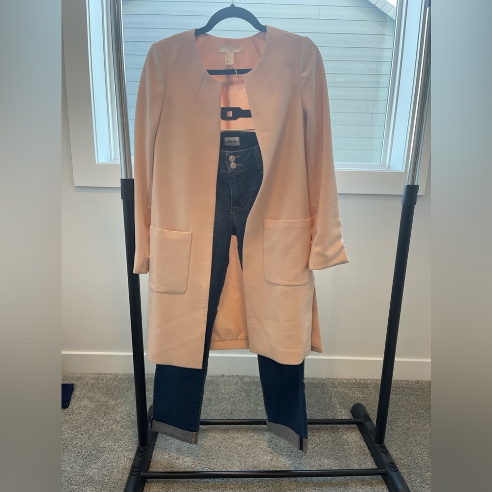 H&M Long Line Open Blazer - Blush - Size 4